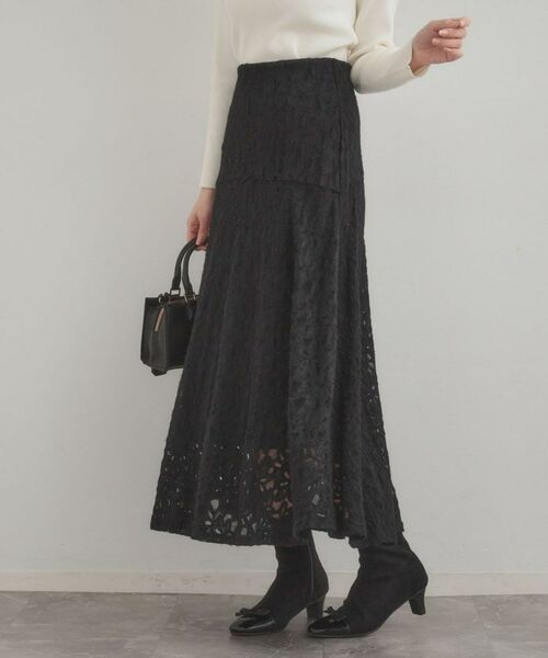 Couture Brooch / クチュールブローチ ロング・マキシ丈スカート | 起毛フラワーレーススカート | 詳細9