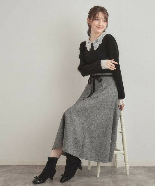 Couture Brooch / クチュールブローチ スカート | 【通勤・大人上品】ラメツイード フレアスカート | 詳細4