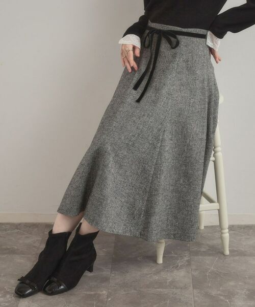 Couture Brooch / クチュールブローチ スカート | 【通勤・大人上品】ラメツイード フレアスカート(ブラック(019))
