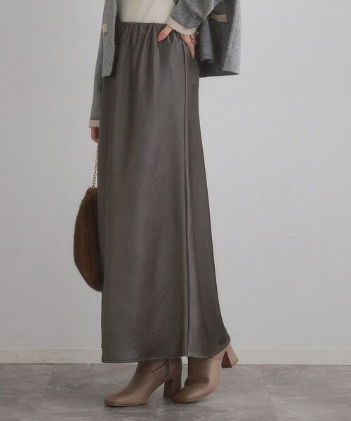 Couture Brooch / クチュールブローチ ロング・マキシ丈スカート | シルキーヘビーサテンスカート | 詳細9