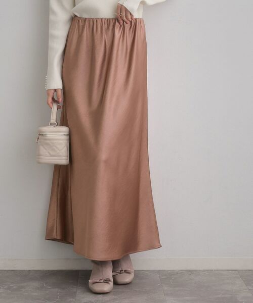 Couture Brooch / クチュールブローチ ロング・マキシ丈スカート | シルキーヘビーサテンスカート(ピンクベージュ(053))