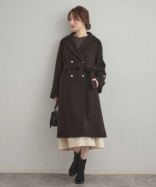 Couture Brooch / クチュールブローチ その他アウター | 【大人上品・ベルト付き】パール調釦チェスターコート | 詳細10