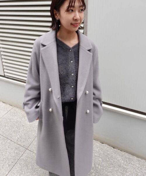 Couture Brooch / クチュールブローチ その他アウター | 【大人上品・ベルト付き】パール調釦チェスターコート | 詳細28