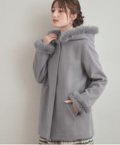 Couture Brooch / クチュールブローチ その他アウター | 【大人可愛い・フード取り外し可能】フードフェイクファー ハーフ丈コート