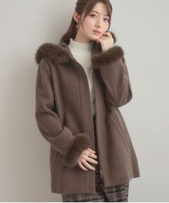 Couture Brooch / クチュールブローチ その他アウター | 【大人可愛い・フード取り外し可能】フードフェイクファー ハーフ丈コート