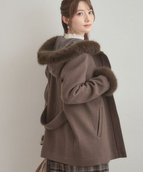 Couture Brooch / クチュールブローチ その他アウター | 【大人可愛い・フード取り外し可能】フードフェイクファー ハーフ丈コート | 詳細16