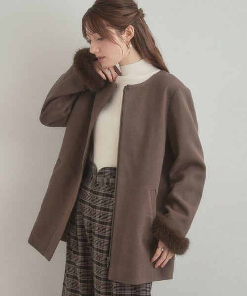 Couture Brooch / クチュールブローチ その他アウター | 【大人可愛い・フード取り外し可能】フードフェイクファー ハーフ丈コート | 詳細17