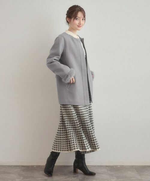 Couture Brooch / クチュールブローチ その他アウター | 【大人可愛い・フード取り外し可能】フードフェイクファー ハーフ丈コート | 詳細4