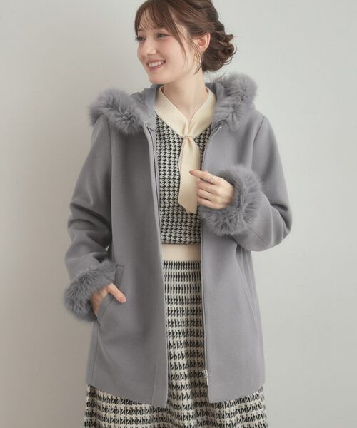 Couture Brooch / クチュールブローチ その他アウター | 【大人可愛い・フード取り外し可能】フードフェイクファー ハーフ丈コート | 詳細5