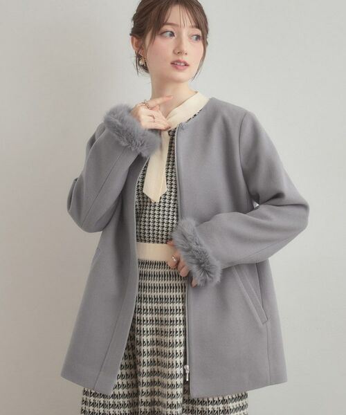 Couture Brooch / クチュールブローチ その他アウター | 【大人可愛い・フード取り外し可能】フードフェイクファー ハーフ丈コート | 詳細7