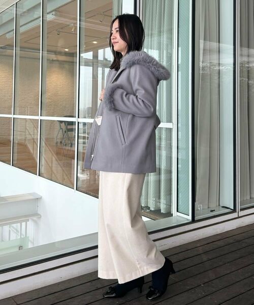 Couture Brooch / クチュールブローチ その他アウター | 【大人可愛い・フード取り外し可能】フードフェイクファー ハーフ丈コート | 詳細9