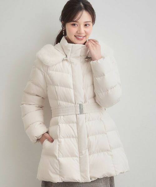 Couture Brooch / クチュールブローチ ダウンジャケット・ベスト | 【2WAY・ベルト付き】フードフェイクファー ミドル丈ダウンコート | 詳細1
