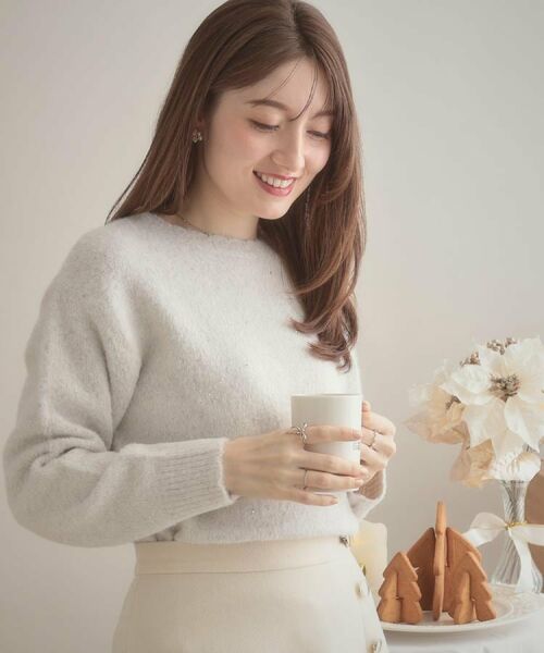 Couture Brooch / クチュールブローチ ニット・セーター | 【前後2WAY】スパンコールラメフェザー ニット | 詳細11