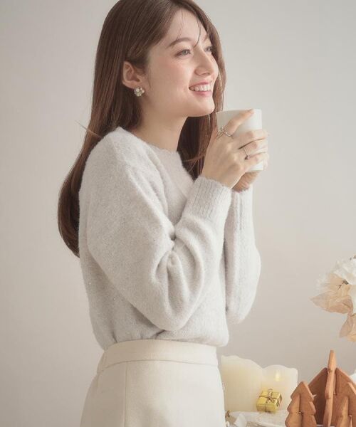 Couture Brooch / クチュールブローチ ニット・セーター | 【前後2WAY】スパンコールラメフェザー ニット | 詳細12