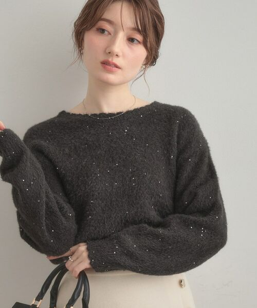 Couture Brooch / クチュールブローチ ニット・セーター | 【前後2WAY】スパンコールラメフェザー ニット | 詳細23