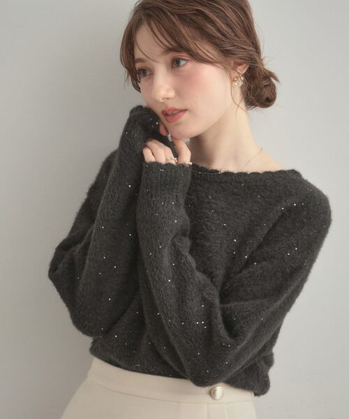 Couture Brooch / クチュールブローチ ニット・セーター | 【前後2WAY】スパンコールラメフェザー ニット | 詳細24