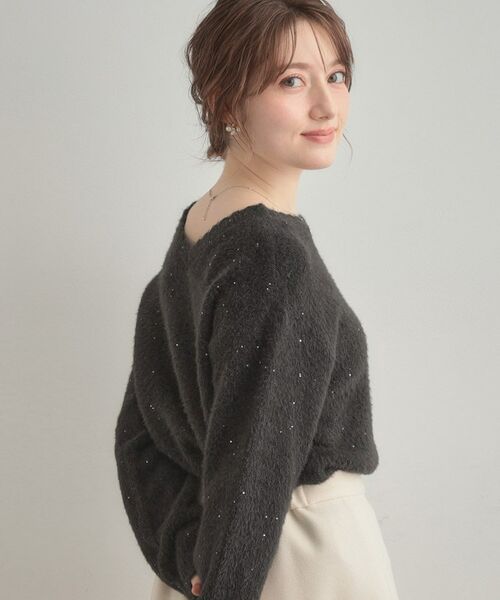 Couture Brooch / クチュールブローチ ニット・セーター | 【前後2WAY】スパンコールラメフェザー ニット | 詳細25