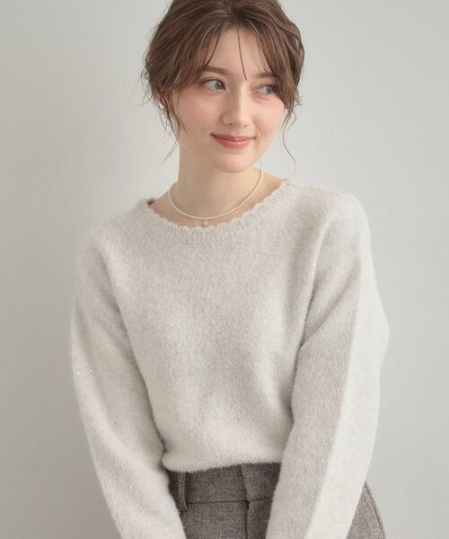 Couture Brooch / クチュールブローチ ニット・セーター | 【前後2WAY】スパンコールラメフェザー ニット | 詳細5