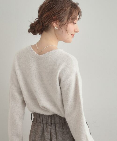 Couture Brooch / クチュールブローチ ニット・セーター | 【前後2WAY】スパンコールラメフェザー ニット | 詳細6