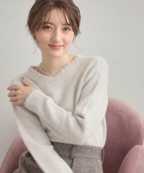 Couture Brooch / クチュールブローチ ニット・セーター | 【前後2WAY】スパンコールラメフェザー ニット | 詳細7