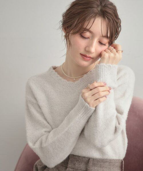 Couture Brooch / クチュールブローチ ニット・セーター | 【前後2WAY】スパンコールラメフェザー ニット | 詳細8