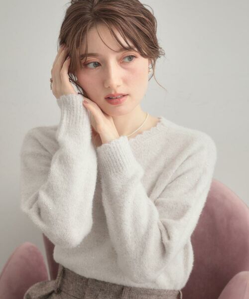 Couture Brooch / クチュールブローチ ニット・セーター | 【前後2WAY】スパンコールラメフェザー ニット | 詳細9