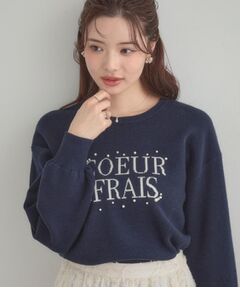 Couture Brooch / クチュールブローチ ニット・セーター | 【パール調・ビジューデザイン】華やかロゴニット