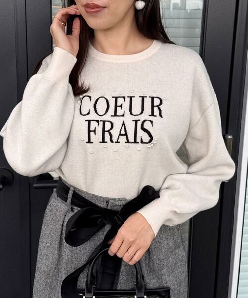 Couture Brooch / クチュールブローチ ニット・セーター | 【パール調・ビジューデザイン】華やかロゴニット | 詳細11