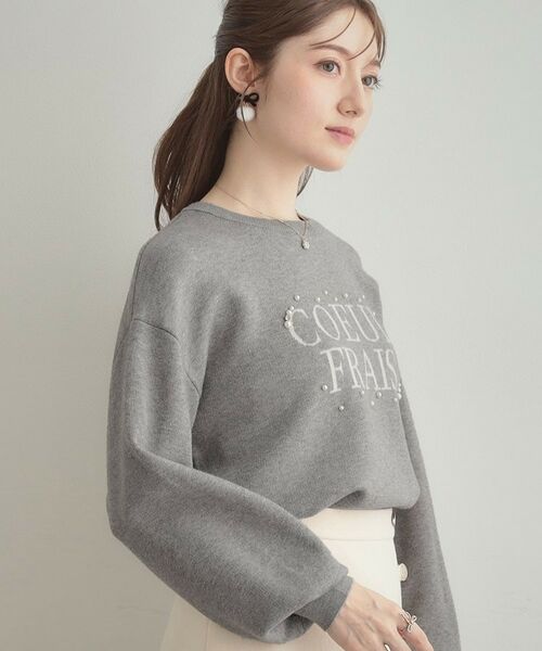 Couture Brooch / クチュールブローチ ニット・セーター | 【パール調・ビジューデザイン】華やかロゴニット | 詳細17