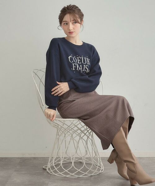 Couture Brooch / クチュールブローチ ニット・セーター | 【パール調・ビジューデザイン】華やかロゴニット | 詳細23