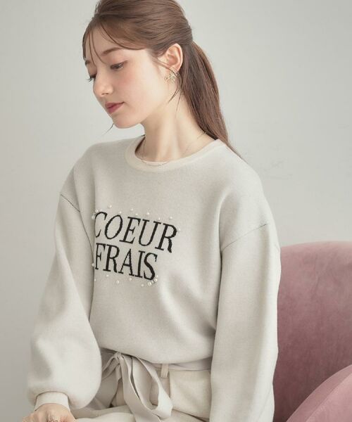 Couture Brooch / クチュールブローチ ニット・セーター | 【パール調・ビジューデザイン】華やかロゴニット | 詳細5