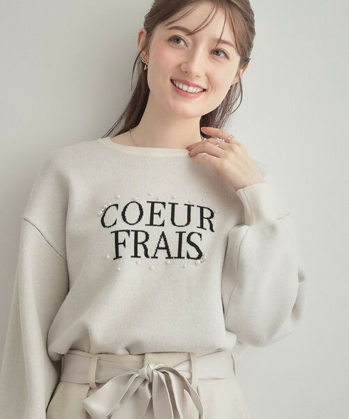 Couture Brooch / クチュールブローチ ニット・セーター | 【パール調・ビジューデザイン】華やかロゴニット | 詳細6