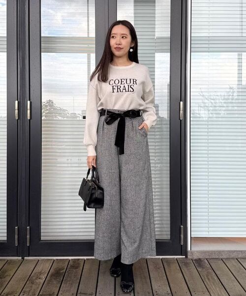 Couture Brooch / クチュールブローチ ニット・セーター | 【パール調・ビジューデザイン】華やかロゴニット | 詳細8