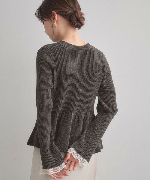 Couture Brooch / クチュールブローチ カーディガン・ボレロ | 【袖口レース・着映え】短毛モールペプラム カーデ | 詳細22