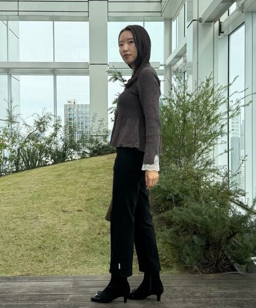 Couture Brooch / クチュールブローチ カーディガン・ボレロ | 【袖口レース・着映え】短毛モールペプラム カーデ | 詳細25