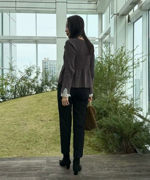 Couture Brooch / クチュールブローチ カーディガン・ボレロ | 【袖口レース・着映え】短毛モールペプラム カーデ | 詳細26