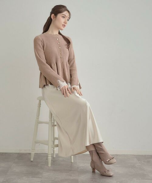 Couture Brooch / クチュールブローチ カーディガン・ボレロ | 【袖口レース・着映え】短毛モールペプラム カーデ | 詳細28