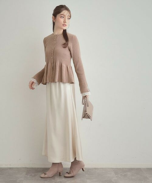 Couture Brooch / クチュールブローチ カーディガン・ボレロ | 【袖口レース・着映え】短毛モールペプラム カーデ | 詳細30