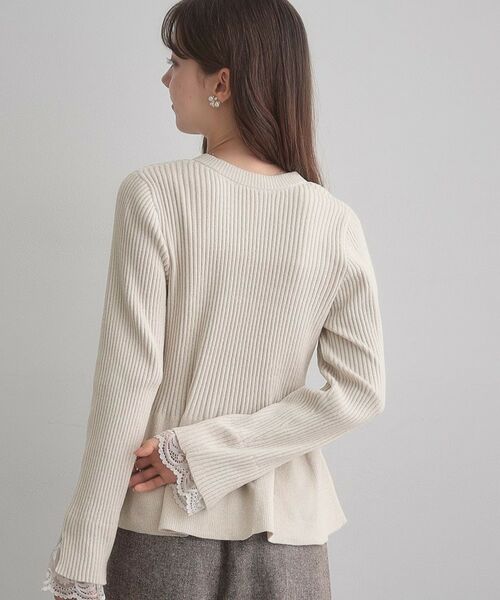 Couture Brooch / クチュールブローチ カーディガン・ボレロ | 【袖口レース・着映え】短毛モールペプラム カーデ | 詳細8