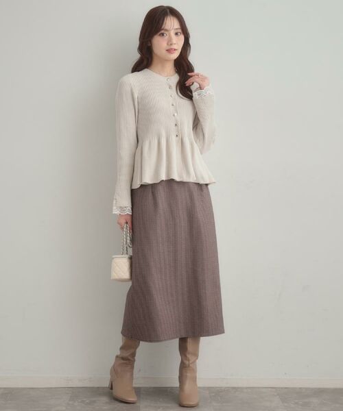 Couture Brooch / クチュールブローチ カーディガン・ボレロ | 【袖口レース・着映え】短毛モールペプラム カーデ | 詳細9