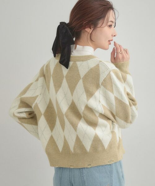 Couture Brooch / クチュールブローチ カーディガン・ボレロ | アーガイルニットカーディガン | 詳細10