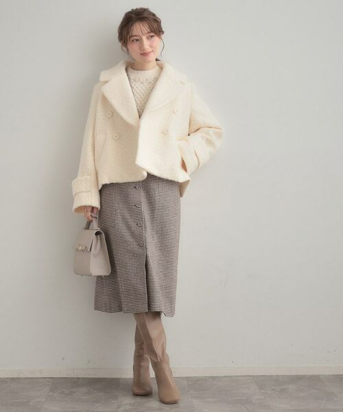 Couture Brooch / クチュールブローチ ピーコート | 【S-LL/無地・チェック柄】プードルボア ショートコート | 詳細1