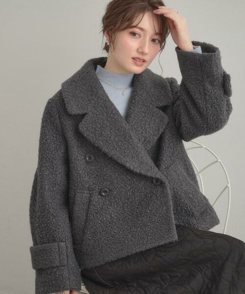 Couture Brooch / クチュールブローチ ピーコート | 【S-LL/無地・チェック柄】プードルボア ショートコート | 詳細15