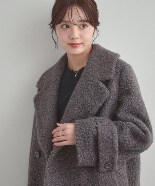 Couture Brooch / クチュールブローチ ピーコート | 【S-LL/無地・チェック柄】プードルボア ショートコート | 詳細20