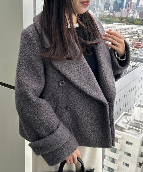 Couture Brooch / クチュールブローチ ピーコート | 【S-LL/無地・チェック柄】プードルボア ショートコート | 詳細24