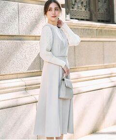 Couture Brooch / クチュールブローチ ロング・マキシ丈ワンピース | 【S-LL/通勤】ビット付き スエード調ダンボールジャンスカ