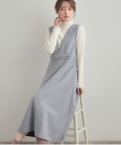 Couture Brooch / クチュールブローチ ロング・マキシ丈ワンピース | 【S-LL/通勤】ビット付き スエード調ダンボールジャンスカ