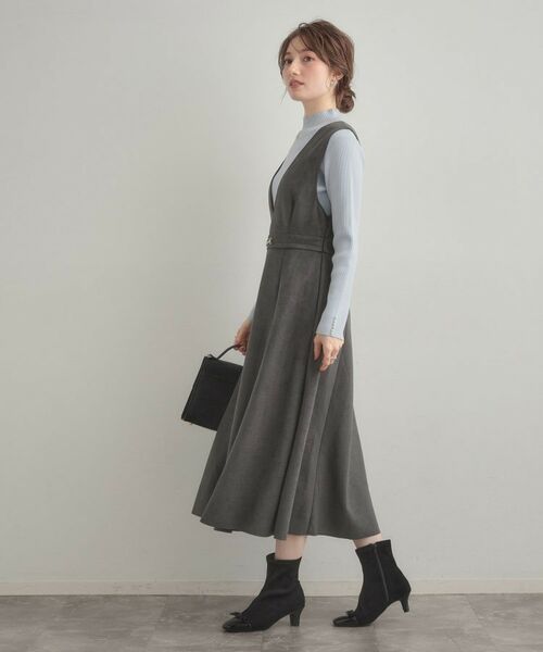 Couture Brooch / クチュールブローチ ロング・マキシ丈ワンピース | 【S-LL/通勤】ビット付き スエード調ダンボールジャンスカ | 詳細13