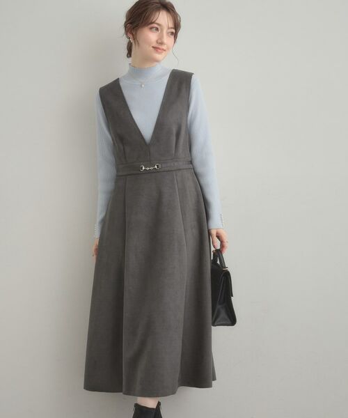 Couture Brooch / クチュールブローチ ロング・マキシ丈ワンピース | 【S-LL/通勤】ビット付き スエード調ダンボールジャンスカ | 詳細15