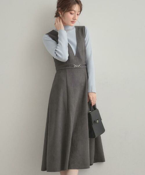 Couture Brooch / クチュールブローチ ロング・マキシ丈ワンピース | 【S-LL/通勤】ビット付き スエード調ダンボールジャンスカ | 詳細16